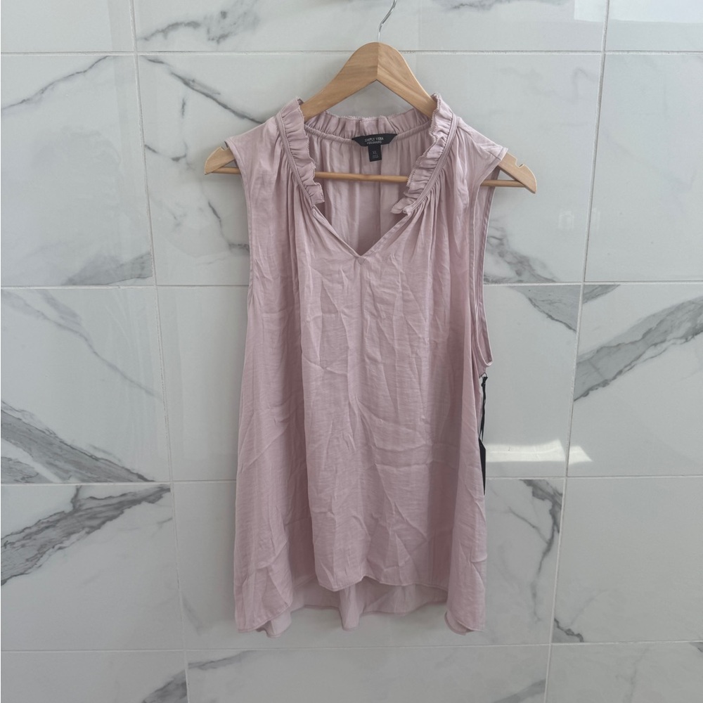 NWT Simply Vera Vera Wang light pink ruched neck tank sleeveless blouse - sz XL